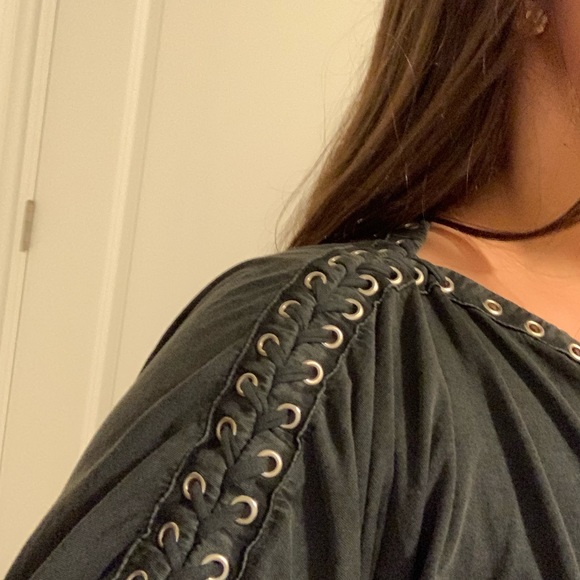 Diesel loose size small - gray tie up shoulder top - Picture 3 of 4